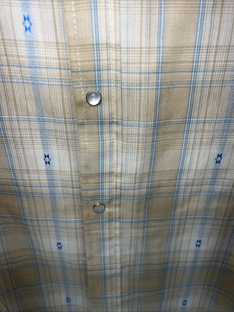 New Men’s Yellow Plaid ELY Cattleman Long Sleeve Pearl Snap Shirt. L P-53