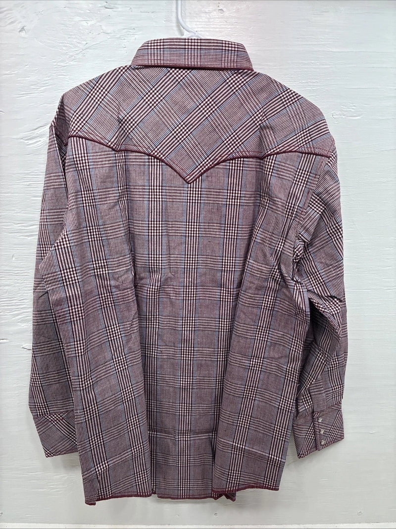 New Men’s Champion Western Red Plaid Long Sleeve Pearl Snap 16.5 Large X-68