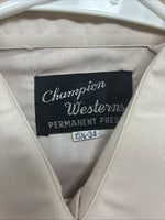 New Youth Champion Western Tan pink Plaid Long Sleeve Pearl Snap Medium T-82
