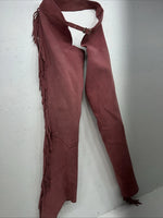 NOS Pink Show Chaps With Fringe Adjustable Waist 31” I-79
