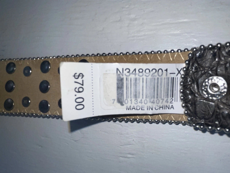New Black Genuine Leather Nocona Silver Bling XL Belt #N3489201 NN-118