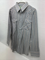 New men’s Mesquite Gray Stripe Long Sleeve Pearl Snap 16 Large F-70