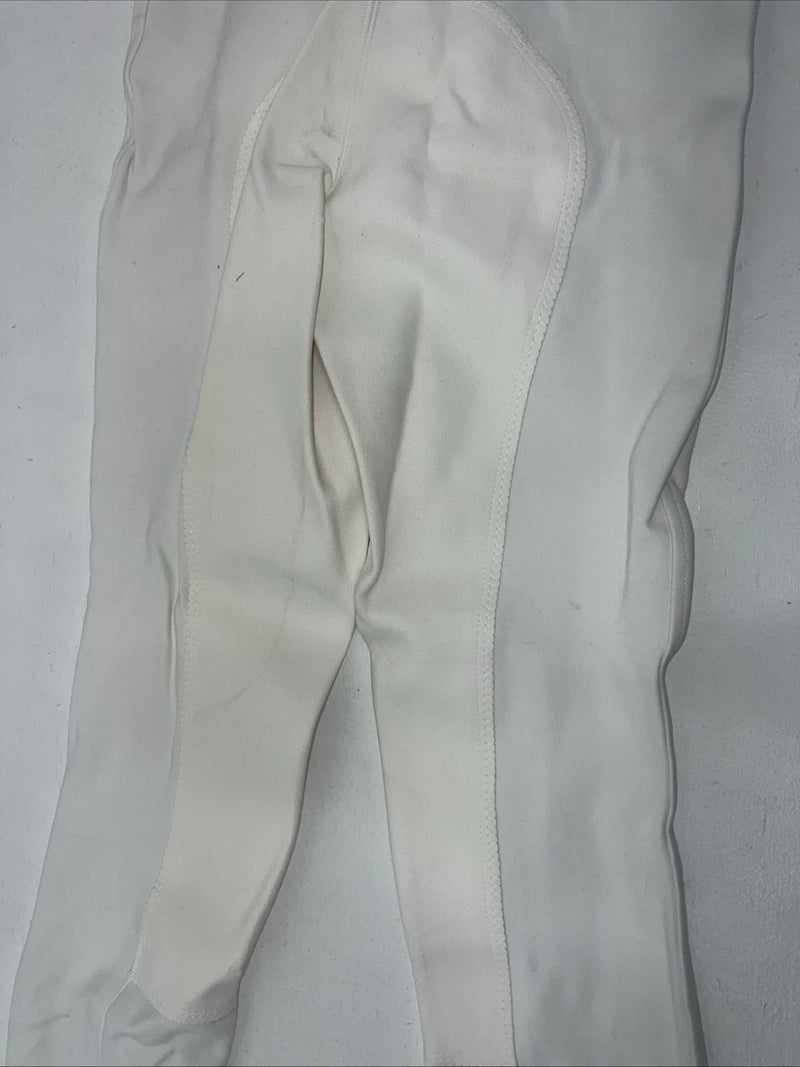 New Women’s White Ovation Knee Patch English Riding Pants. 28 L D-48