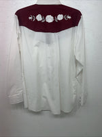 New Women’s ELY Cattleman White Red Flower Long Sleeve Button Up M #3802 3C-42