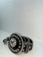 New Black Genuine Leather Nocona Silver Bling L Belt #N3424601 JJ-79