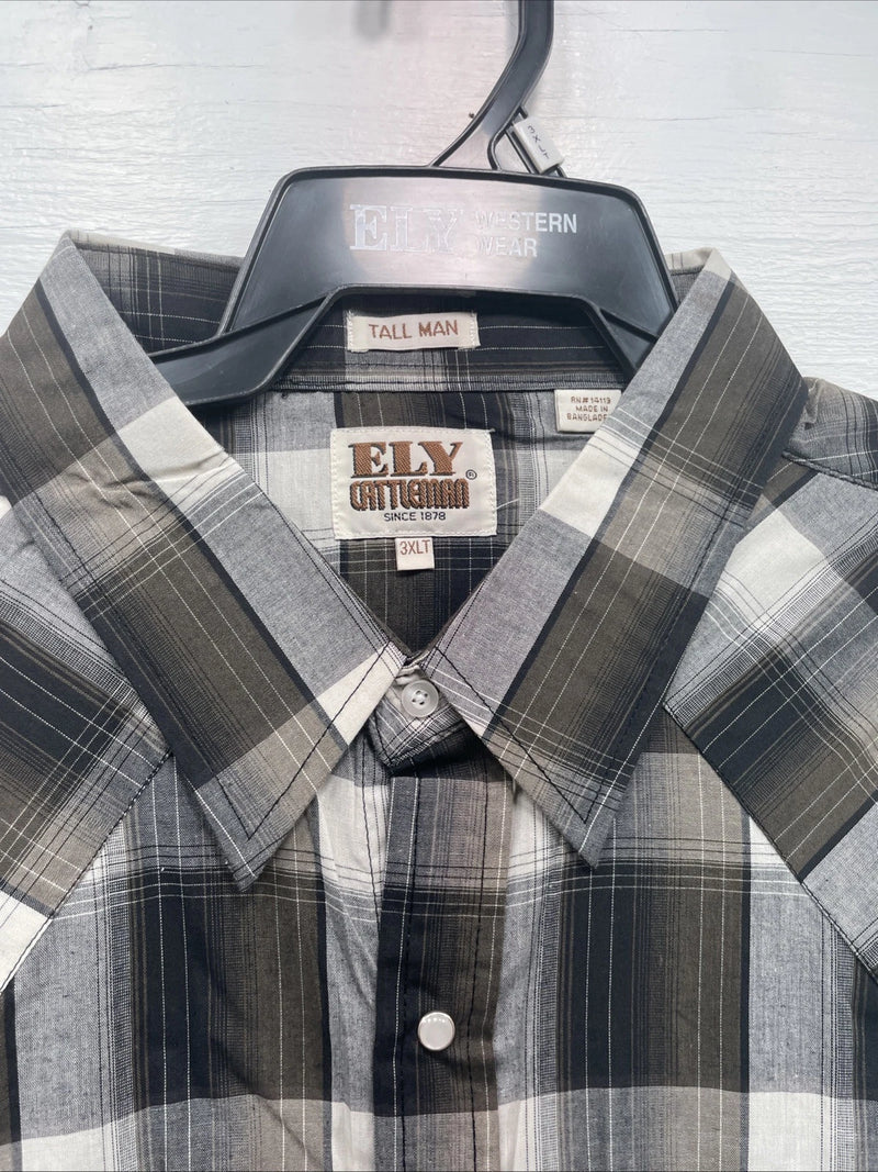 New Men’s ELY Cattleman Brown Long Sleeve Pearl Snap 3XL E-26