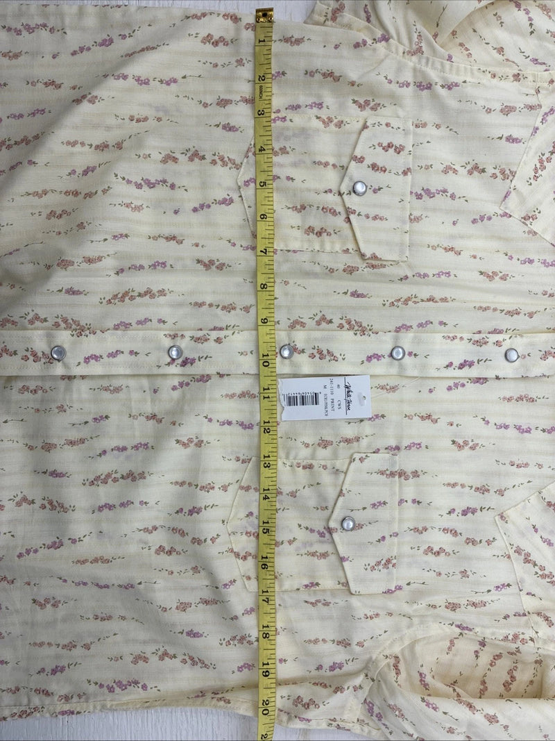 New Kids White Horse Yellow Floral Long Sleeve Pearl Snap Medium CC-110