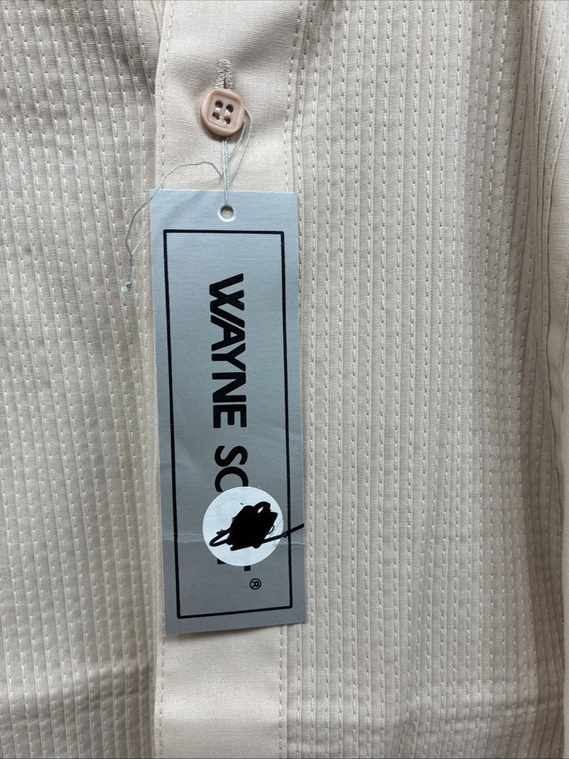 New Men’s WAYNE SCOTT Beige Long Sleeve Button Up Large F-71