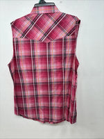 New Women’s Cumberland Pink plaid Short Sleeve Pearl Snap XL GG-26