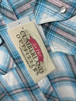 New Women’s Cumberland Blue Plaid Long Sleeve Pearl Snap XL  GG-79