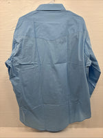 New Men’s ELY Cattleman Simple Blue Long Sleeve Pearl Snap 18 X 35 2XL R-9