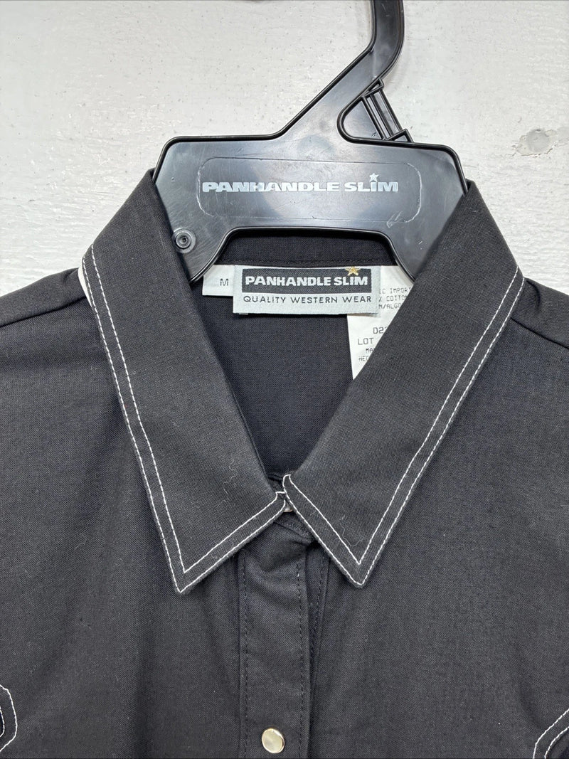 New Women’s Panhandle Slim Black Short Sleeve Pearl Snap Medium TT-23