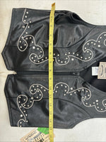 New Women’s 1848 RanchWear Black Rhinestone Sleeveless Vest Zip Up Small YY-44