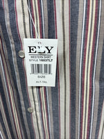 New Men’s ELY Cattleman Multiple Color Strip Short Sleeve Pearl Snap XL J-36