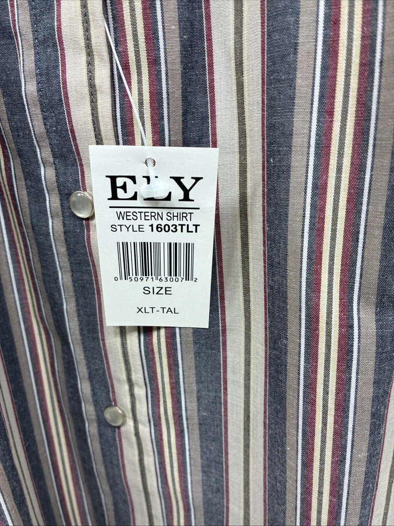 New Men’s ELY Cattleman Multiple Color Strip Short Sleeve Pearl Snap XL J-36