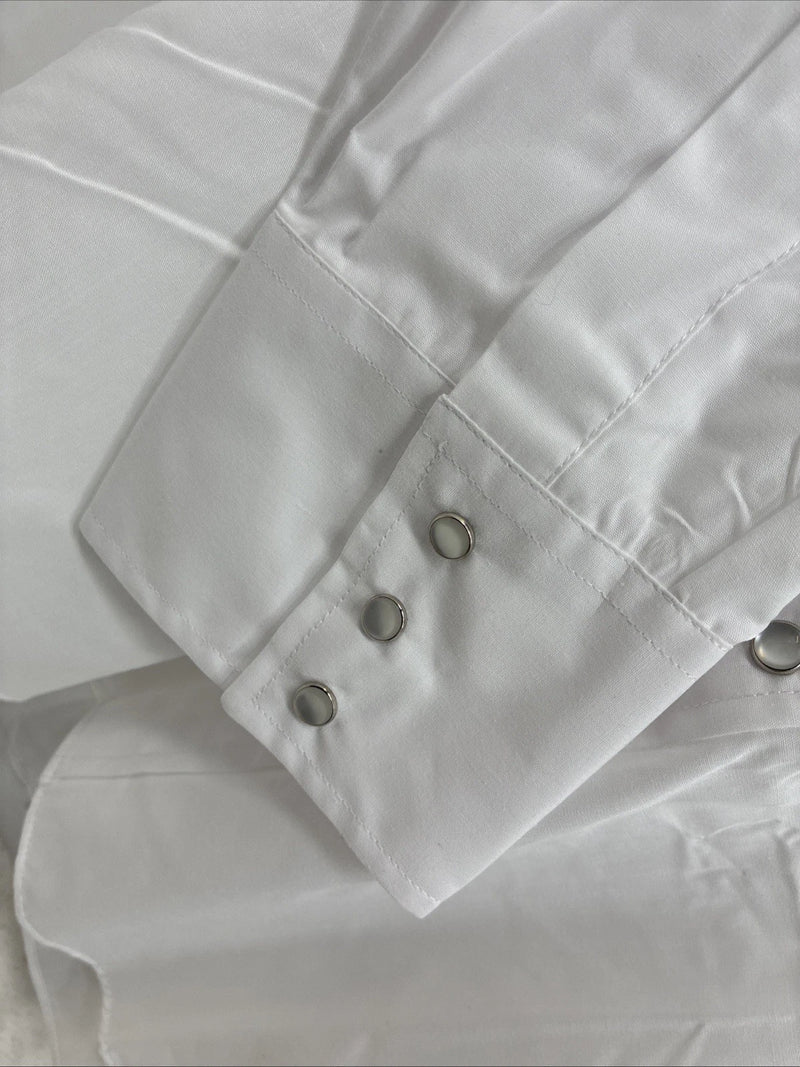 New Men’s ELY Cattleman White Long Sleeve Pearl Snap 18.5 X 36 2XL X-75