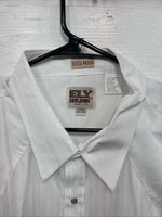 New Men’s ELY Cattleman White Designed Long Sleeve Pearl Snap 19.5 X 36 3XL T-47