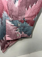 New Mens Pink Blue ELY Cattleman Long Sleeve Pearl Snap Shirt. 16x35 L P-64
