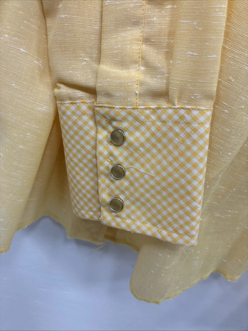 New Kids Dan River Yellow Long Sleeve Pearl Snap Size 12 CC-100