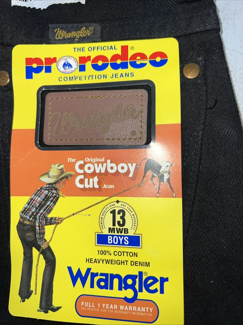 New Boys Black Wrangler Pro Rodeo Cowboy Cut Denim Jeans. 9 Regular C-14