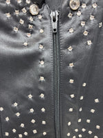 New Women’s 1848 RanchWear Black Rhinestone Sleeveless Vest Zip Up Large YY-40