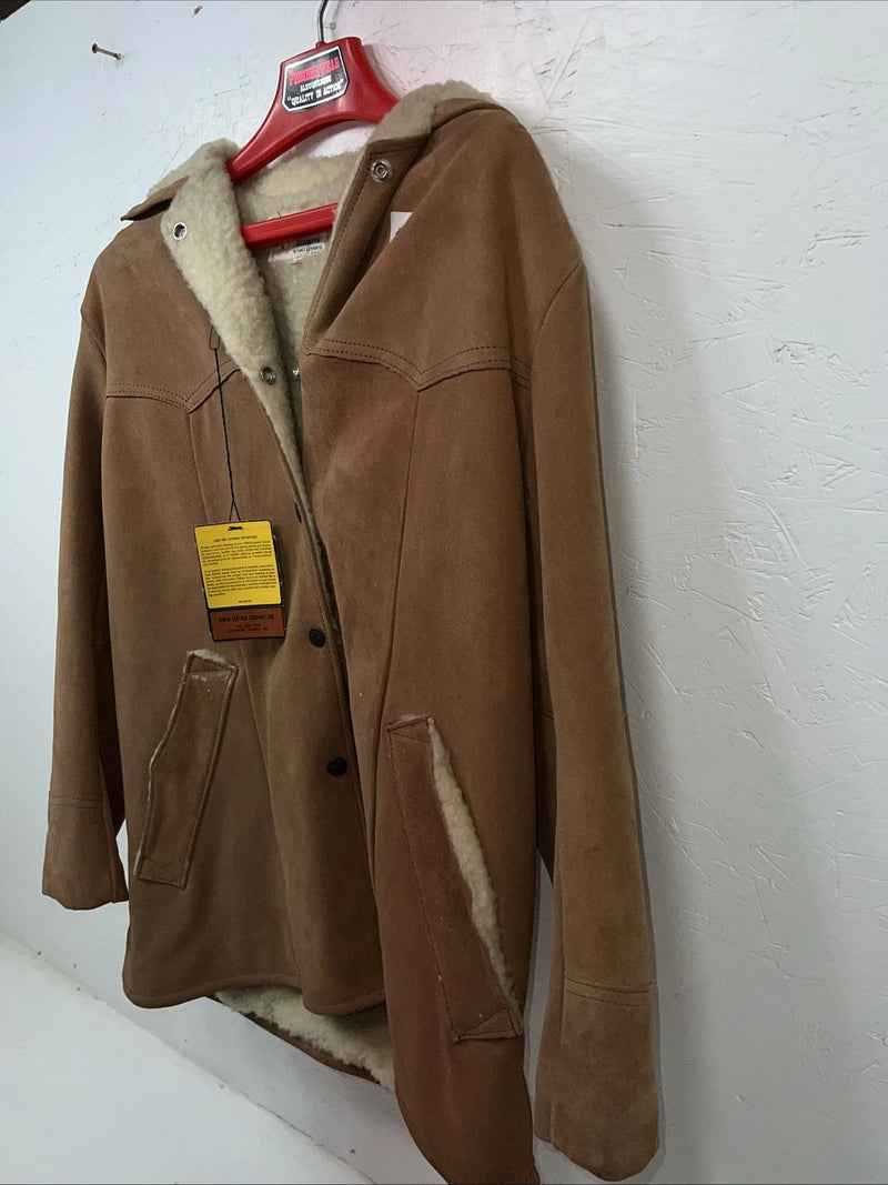 New Women’s Brown SIMCO Leather Wool Coat 12 #6295 UU-7