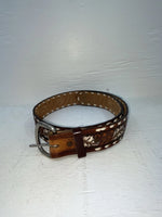New Brown Genuine Leather Tooled And Weaved 30” Belt #18071 NN-24