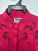 New Women’s Wrangler Pink Long Sleeve Button Up Large LL-39