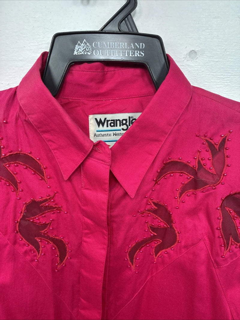 New Women’s Wrangler Pink Long Sleeve Button Up Large LL-39