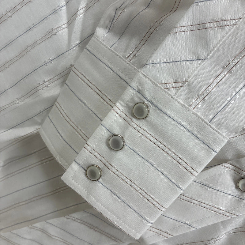 New Men’s White Horse White Stripe Long Sleeve Pearl Snap Large AA-77