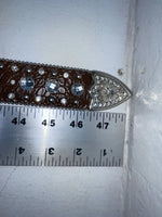New Brown Genuine Leather Nocona Silver Bling Cross L Belt #N3487402 Z-81