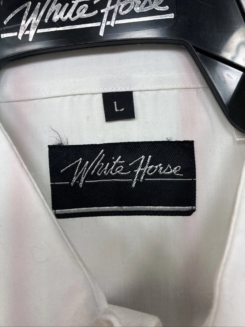New Men’s White Horse White Purple Long Sleeve Pearl Snap Large MM-34