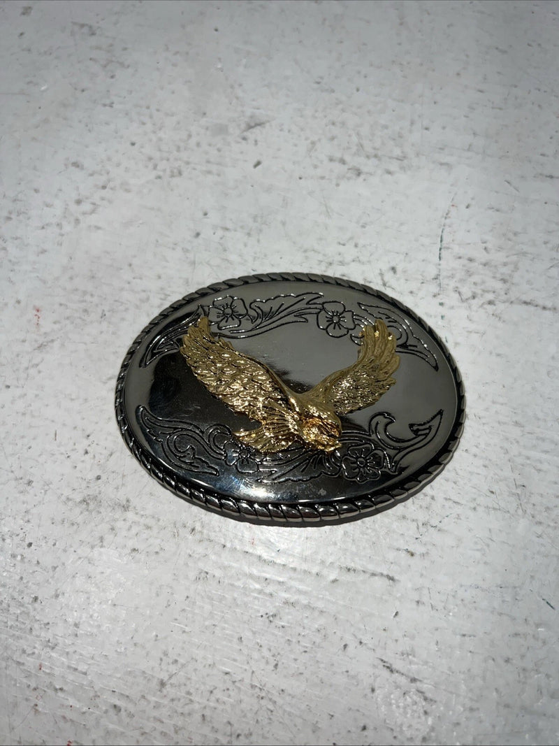 New Women’s Gold Silver With Bird And Flowers Belt Buckle F-16