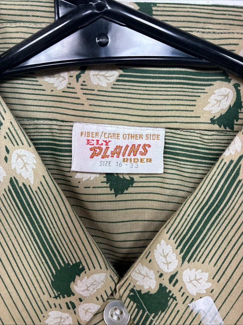 New Women’s ELY Plains Yellow Green Floral Long Sleeve Pearl Snap 16 X 33 II-11