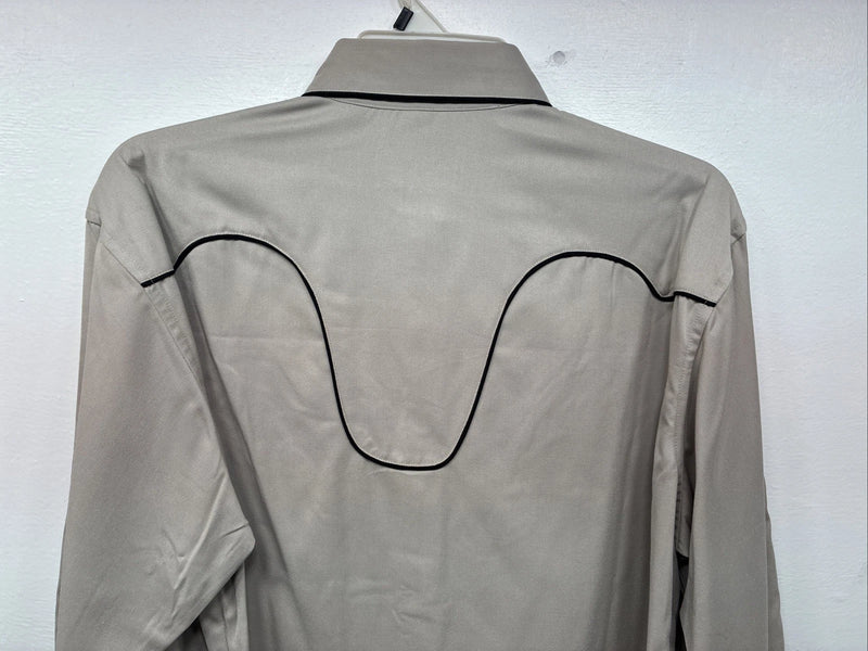 New Women’s White Horse Tan Design Long Sleeve Pearl Snap Large LL-29