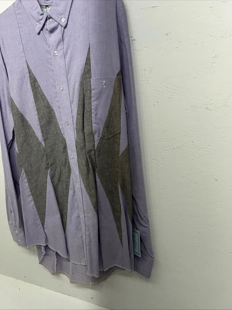 New Men’s Purple Gray Cowboy Threads Button Up Long Sleeve Shirt Medium I-41