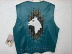 New Woman’s 1849 Authentic Ranchwear Blue Horse Western Show Vest XXS G-600