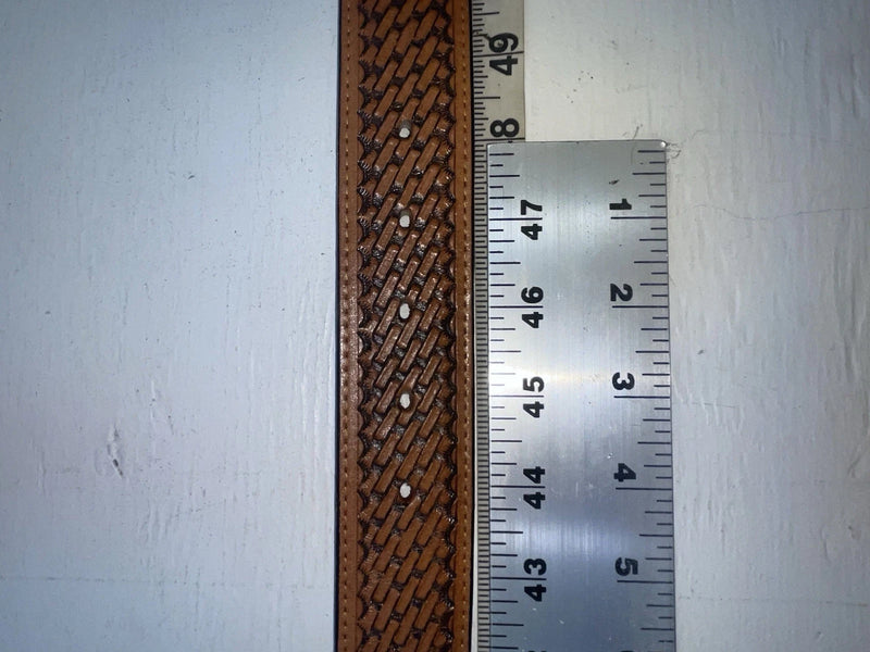 New Brown Genuine Leather Nocona Weaved And Pendent 46” Belt #2216448 NN-142