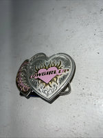 New Women’s Montana Silversmiths Silver Pink Heart Belt Buckle. 14820PT A-91