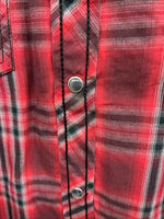 New Men’s ELY 1878 Red Black Plaid Long Sleeve Pearl Snap Large Q-69