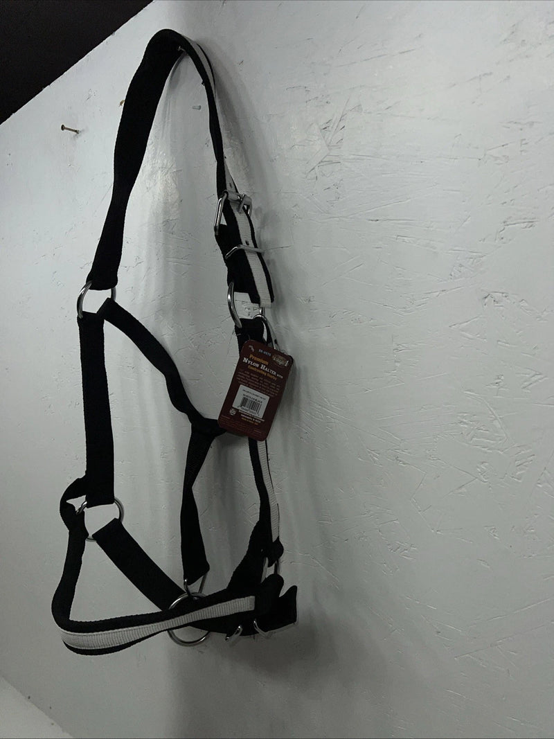 New Tough 1 Black White Draft Deluxe Nylon Halter #50-9575 W-37