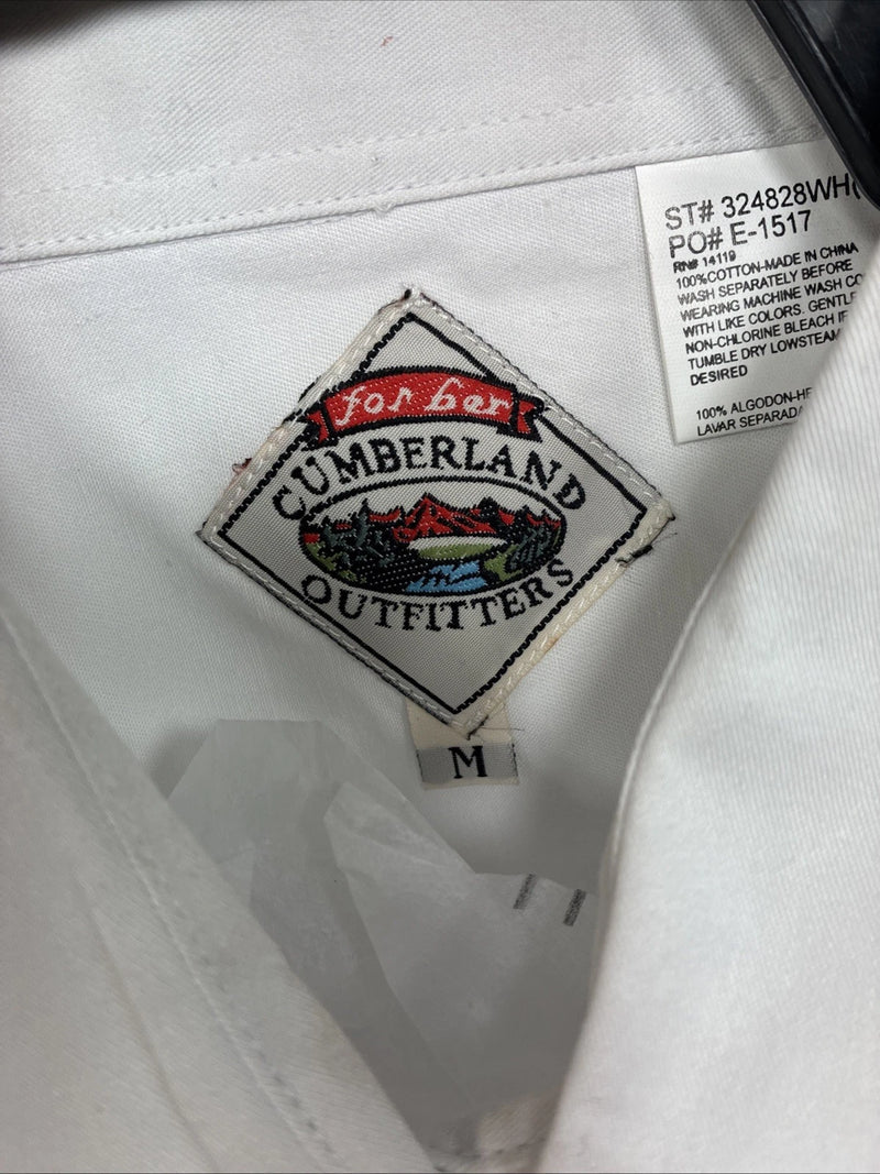 New Women’s Cumberland White Design Short Sleeve Pearl Snap Medium MM-84