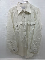New Men’s California RanchWear Yellow Stripe Long Sleeve Pearl Snap Large M-31