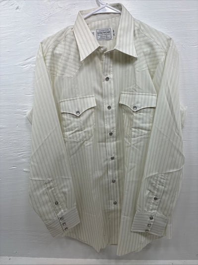 New Men’s California RanchWear Yellow Stripe Long Sleeve Pearl Snap Large M-31