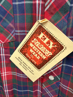 New Men’s ELY Plains Red Blue Plaid Long Sleeve Pearl Snap 16 Large Q-22