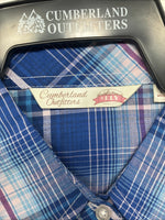 New Women’s Cumberland Blue Plaid Long Sleeve Pearl Snap XL GG-59
