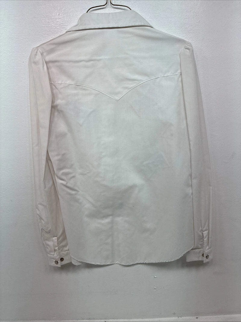 New Women’s H Bar C White Designed Long Sleeve Pearl Snap Size 30 MM-53