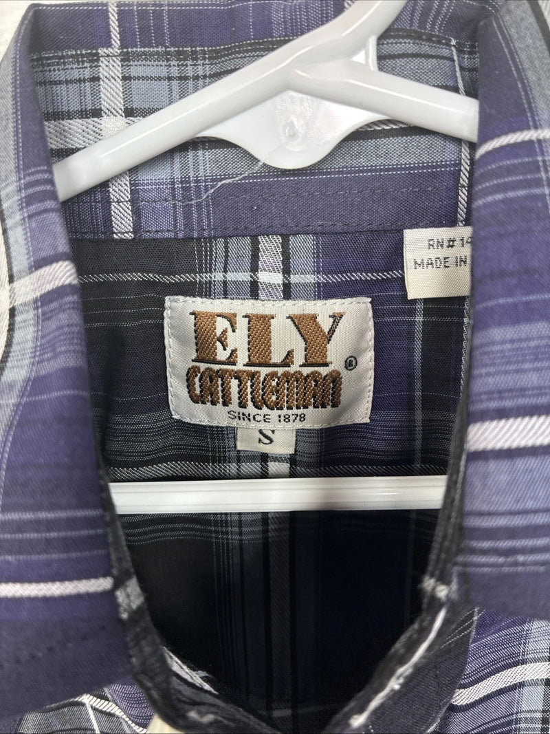 New Kids ELY Cattleman Purple Plaid Long Sleeve Pearl Snap Small LL-6