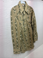 New Men’s ELY Plains Green Floral Long Sleeve Pearl Snap 15.5 X 34 Medium X-14