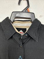 New Women’s Cumberland Black Blue Long Sleeve Button Up Medium TT-25